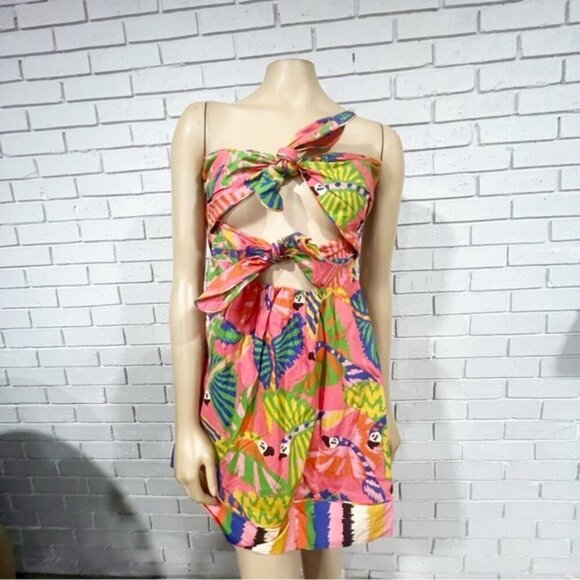 Farm Rio Women’s Graphic Macaws Cotton Mini Dress - Size Large - Picture 10 of 12